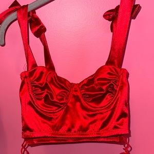 Red silk crop top